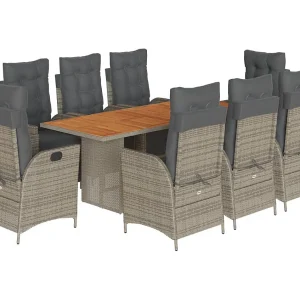 Anselm 9-delige Tuinset met kussens poly rattan grijs Anselm 9-delige Tuinset met kussens poly rattan grijs