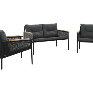 Arielia 3-delige Balkonset met kussens staal zwart Arielia 3-delige Balkonset met kussens staal zwart
