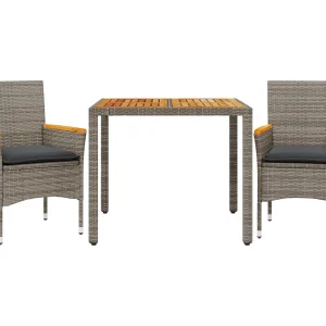Ana Luisa 3-delige Tuinset met kussens poly rattan en acaciahout grijs Ana Luisa 3-delige Tuinset met kussens poly rattan en acaciahout grijs