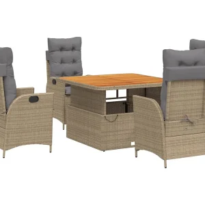 Arde 5-delige Tuinset met kussens poly rattan beige Arde 5-delige Tuinset met kussens poly rattan beige