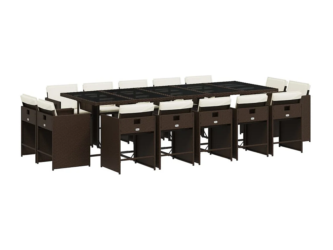 An Daingean 15-delige Tuinset met kussens poly rattan bruin