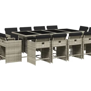 An Daingean 13-delige Tuinset met kussens poly rattan lichtgrijs An Daingean 13-delige Tuinset met kussens poly rattan lichtgrijs
