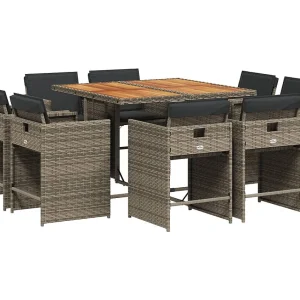 An Daingean 9-delige Tuinset met kussens poly rattan grijs An Daingean 9-delige Tuinset met kussens poly rattan grijs