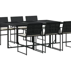 Antwerp 7-delige Tuinset met kussens poly rattan zwart Antwerp 7-delige Tuinset met kussens poly rattan zwart