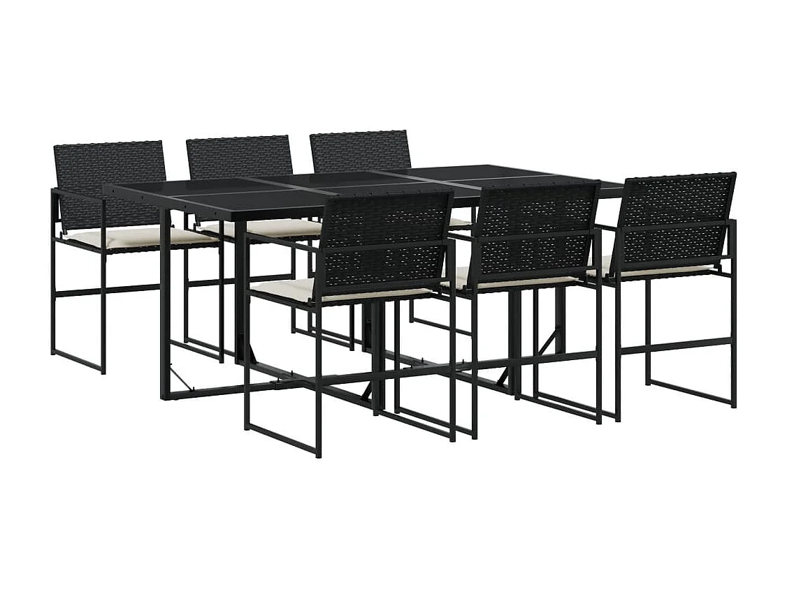 Antwerp 7-delige Tuinset met kussens poly rattan zwart