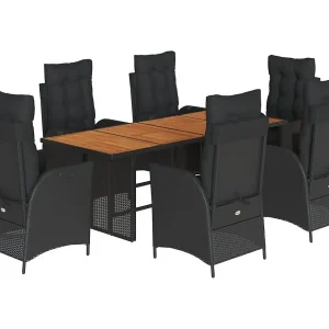 Anselm 7-delige Tuinset met kussens poly rattan zwart Anselm 7-delige Tuinset met kussens poly rattan zwart