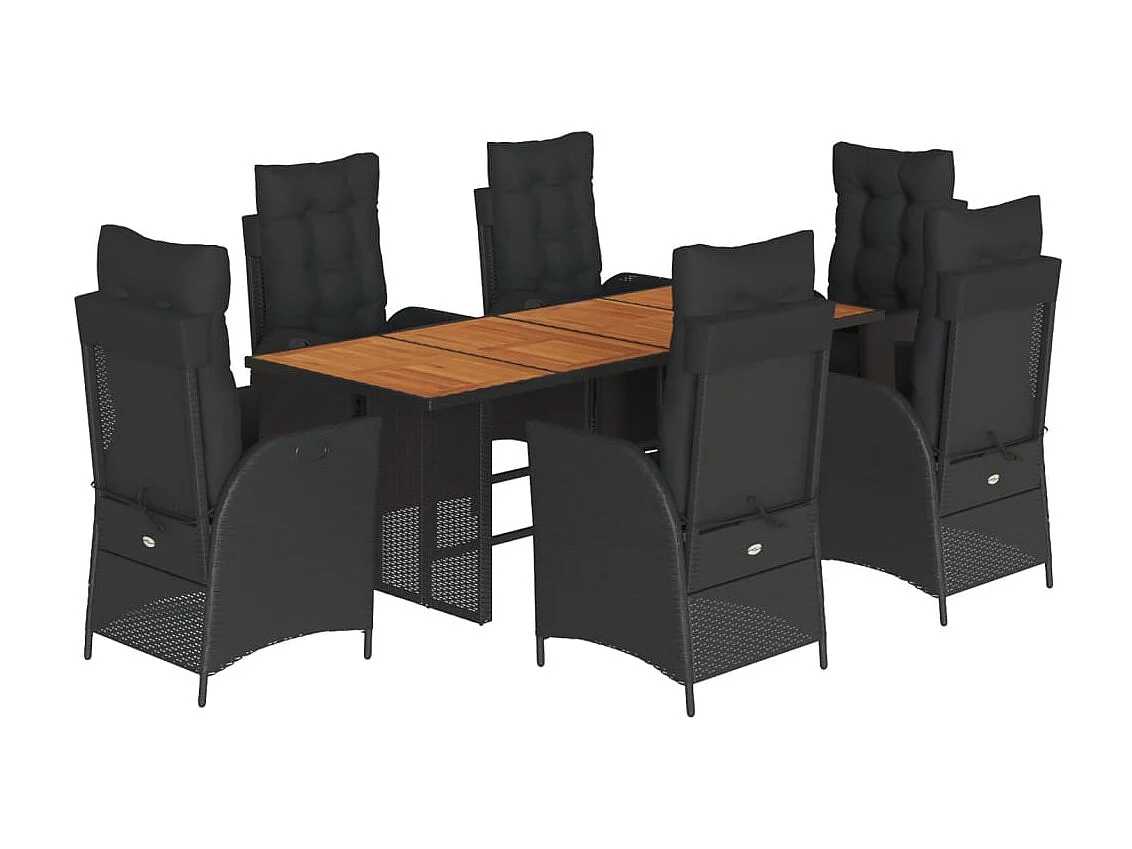 Anselm 7-delige Tuinset met kussens poly rattan zwart