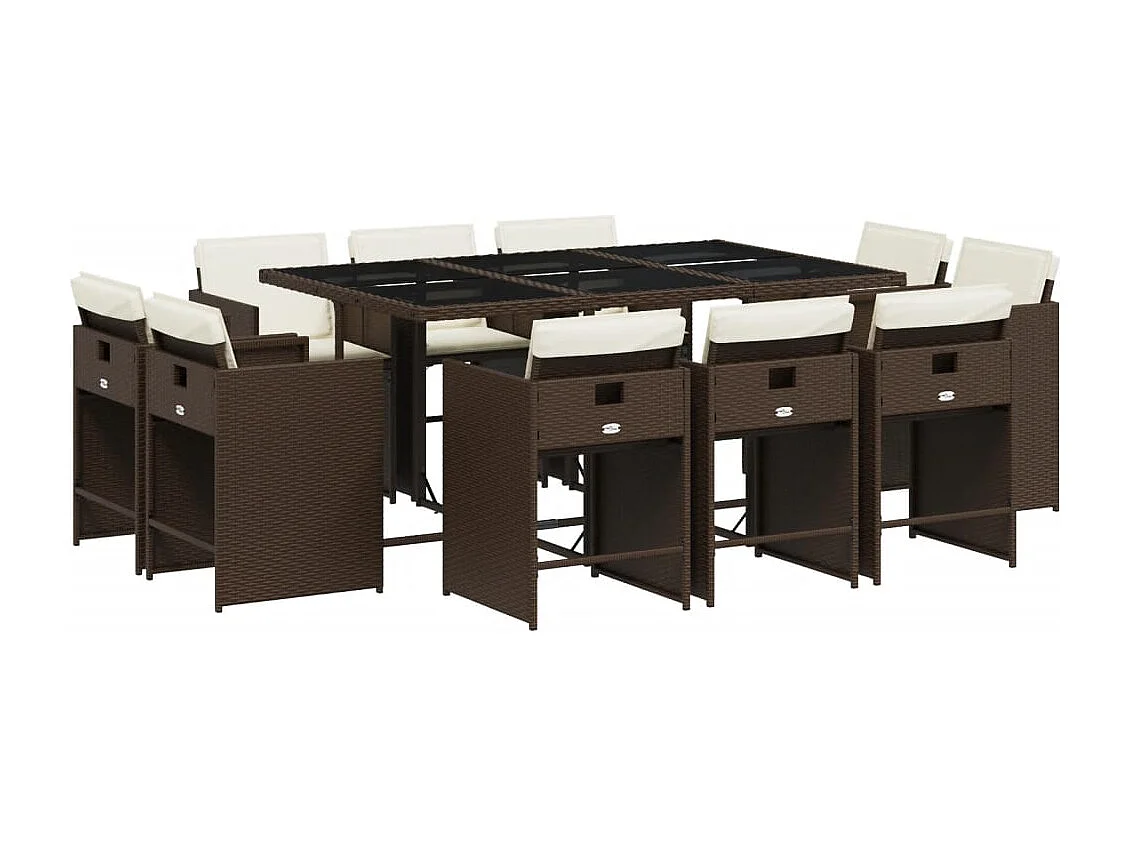 An Daingean 11-delige Tuinset met kussens poly rattan bruin