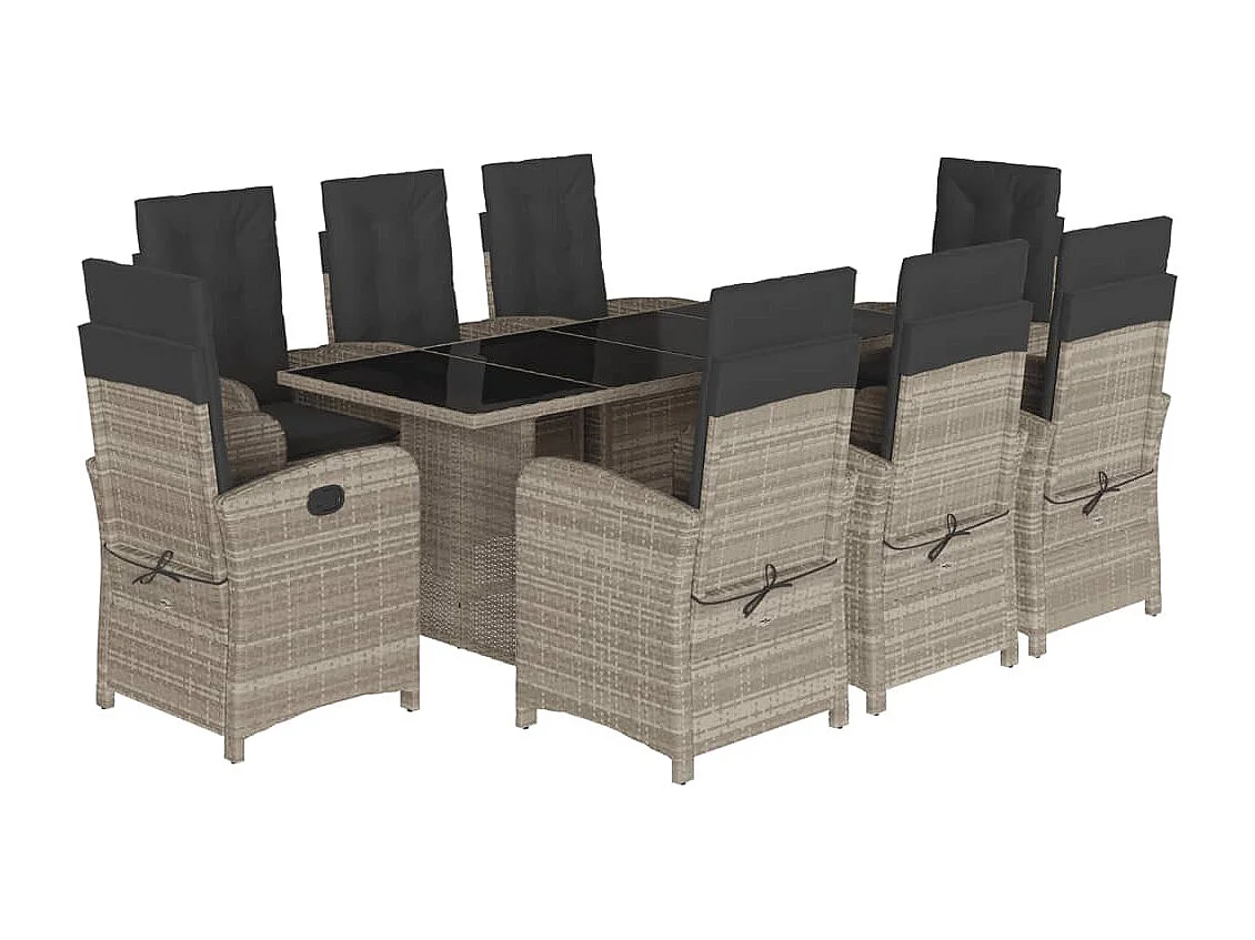 Almkerk 9-delige Tuinset met kussens poly rattan lichtgrijs