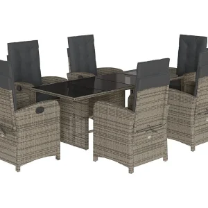 Almkerk  7-delige Tuinset met kussens poly rattan grijs
