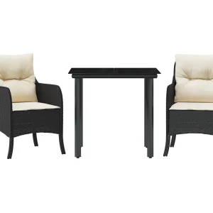 Askøy 3-delige Tuinset met kussens poly rattan zwart Askøy 3-delige Tuinset met kussens poly rattan zwart
