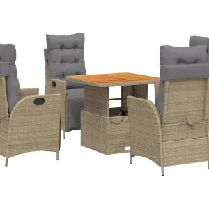 Arde 5-delige Tuinset met kussens poly rattan beige Arde 5-delige Tuinset met kussens poly rattan beige
