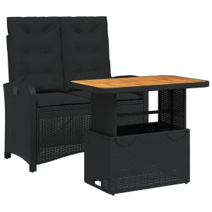 Abington 2-delige Tuinset met kussens poly rattan zwart Abington 2-delige Tuinset met kussens poly rattan zwart