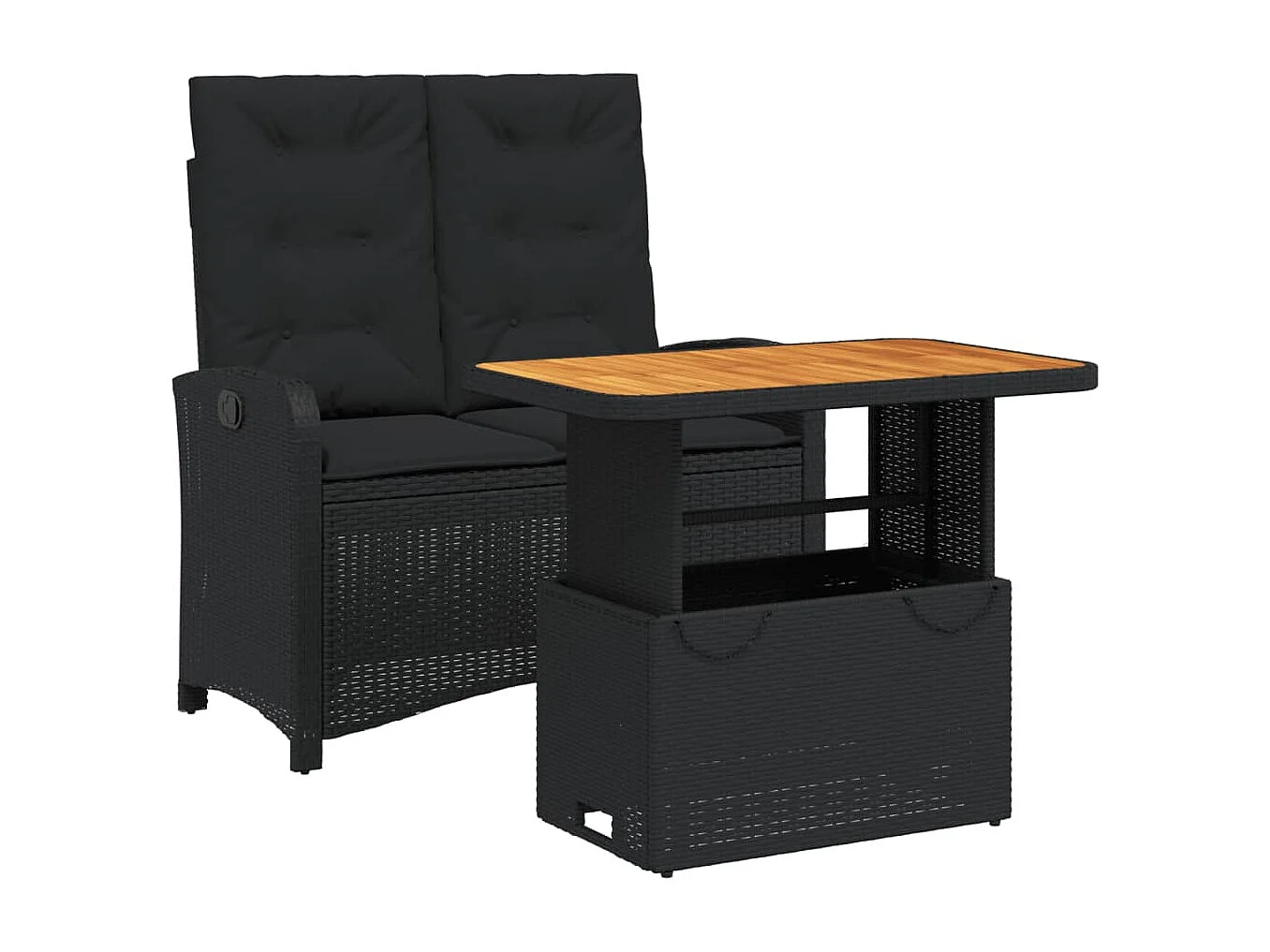 Abington 2-delige Tuinset met kussens poly rattan zwart