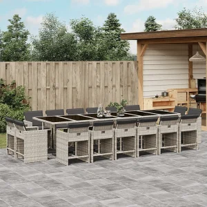An Daingean 17-delige Tuinset met kussens poly rattan lichtgrijs An Daingean 17-delige Tuinset met kussens poly rattan lichtgrijs