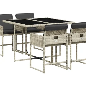Arlon 5-delige Tuinset met kussens poly rattan lichtgrijs Arlon 5-delige Tuinset met kussens poly rattan lichtgrijs