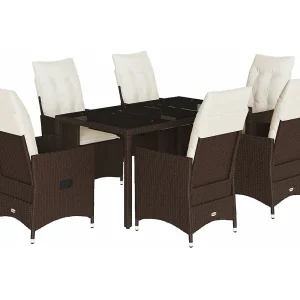 Alden 7-delige Tuinset met kussens poly rattan bruin Alden 7-delige Tuinset met kussens poly rattan bruin