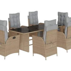 Anselm 7-delige Tuinset met kussens poly rattan gemengd beige Anselm 7-delige Tuinset met kussens poly rattan gemengd beige
