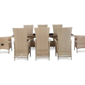 Bahae 9-delige Tuinset met kussens poly rattan beige Bahae 9-delige Tuinset met kussens poly rattan beige