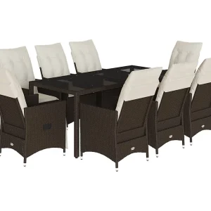 Alden 9-delige Tuinset met kussens poly rattan bruin Alden 9-delige Tuinset met kussens poly rattan bruin