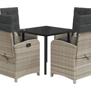 Akira 5-delige Tuinset met kussens poly rattan lichtgrijs Akira 5-delige Tuinset met kussens poly rattan lichtgrijs