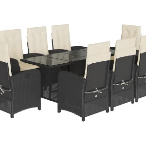 Almkerk  9-delige Tuinset poly rattan zwart