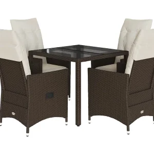 Alden 5-delige Tuinset met kussens poly rattan bruin Alden 5-delige Tuinset met kussens poly rattan bruin