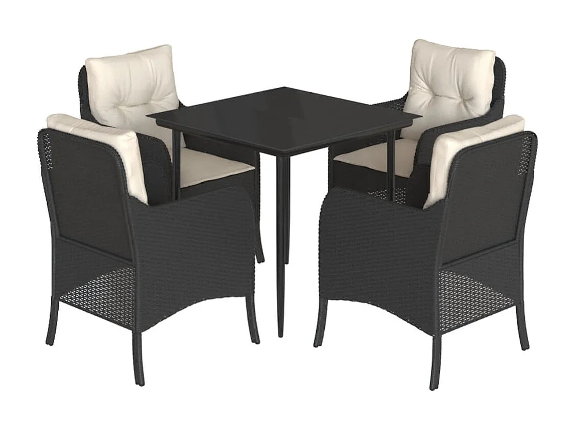 Askøy 5-delige Tuinset met kussens poly rattan zwart