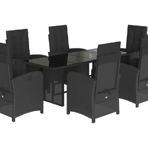 Almkerk  7-delige Tuinset met kussens poly rattan zwart