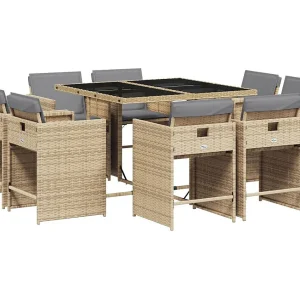 An Daingean 9-delige Tuinset met kussens poly rattan gemengd beige An Daingean 9-delige Tuinset met kussens poly rattan gemengd beige