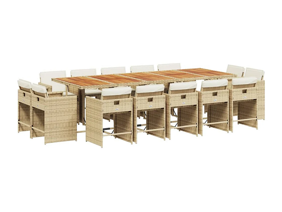 An Daingean 15-delige Tuinset met kussens poly rattan beige