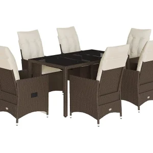 Alden 7-delige Tuinset met kussens poly rattan bruin Alden 7-delige Tuinset met kussens poly rattan bruin