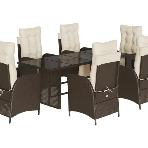 Anselm 7-delige Tuinset met kussens poly rattan bruin Anselm 7-delige Tuinset met kussens poly rattan bruin