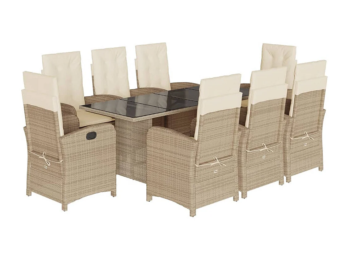 Almkerk 9-delige Tuinset met kussens poly rattan beige