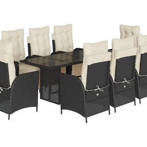 Anselm 9-delige Tuinset poly rattan zwart Anselm 9-delige Tuinset poly rattan zwart