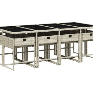 Arlon 9-delige Tuinset met kussens poly rattan lichtgrijs Arlon 9-delige Tuinset met kussens poly rattan lichtgrijs