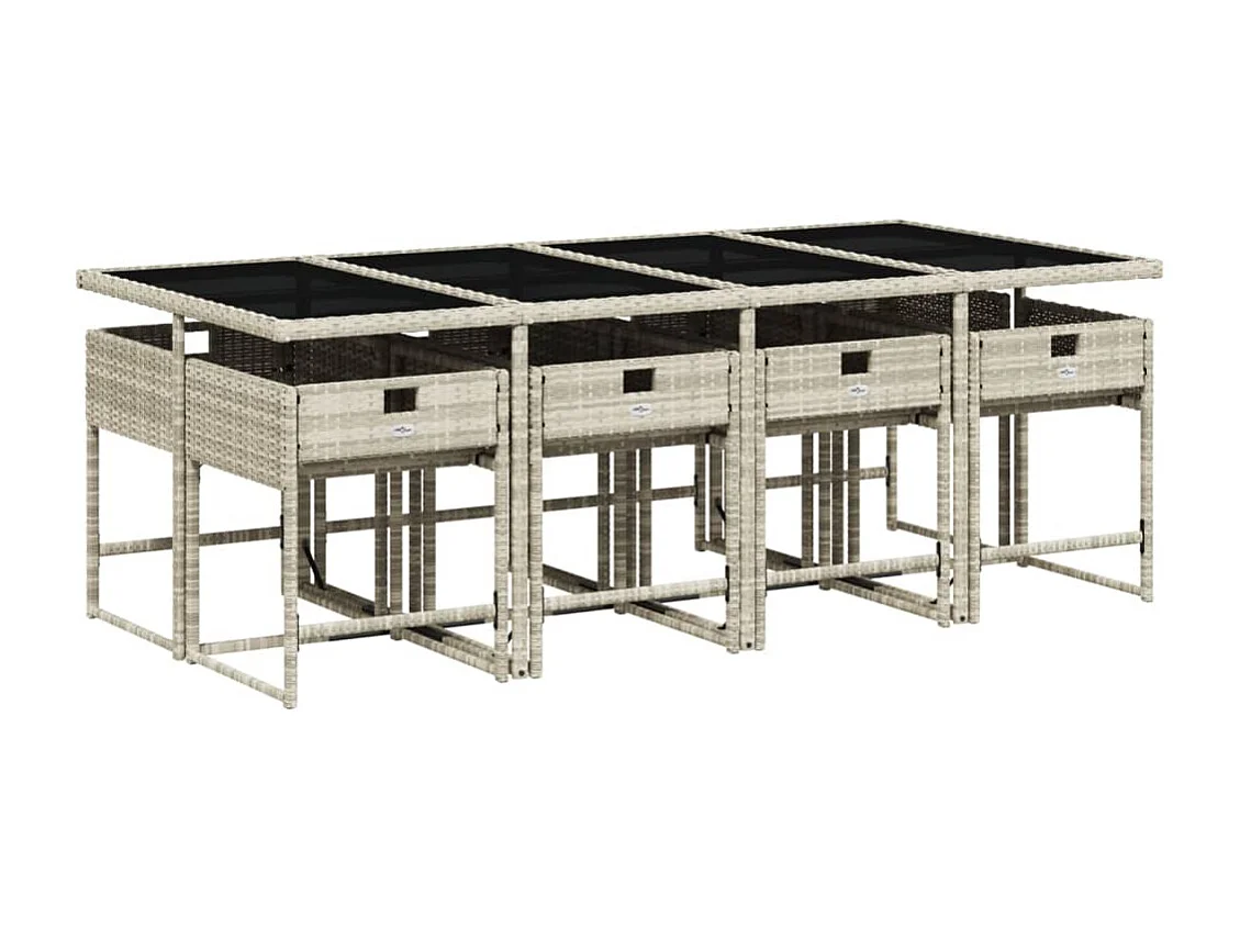 Arlon 9-delige Tuinset met kussens poly rattan lichtgrijs