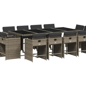 An Daingean 13-delige Tuinset met kussens poly rattan grijs An Daingean 13-delige Tuinset met kussens poly rattan grijs