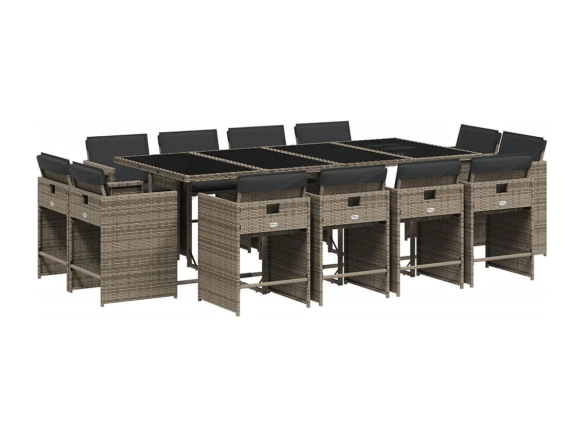 An Daingean 13-delige Tuinset met kussens poly rattan grijs