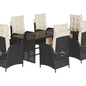 Anselm 7-delige Tuinset met kussens poly rattan zwart Anselm 7-delige Tuinset met kussens poly rattan zwart