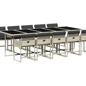 Arlon 11-delige Tuinset met kussens poly rattan lichtgrijs Arlon 11-delige Tuinset met kussens poly rattan lichtgrijs