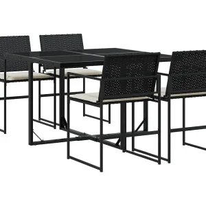 Antwerp 5-delige Tuinset met kussens poly rattan zwart Antwerp 5-delige Tuinset met kussens poly rattan zwart