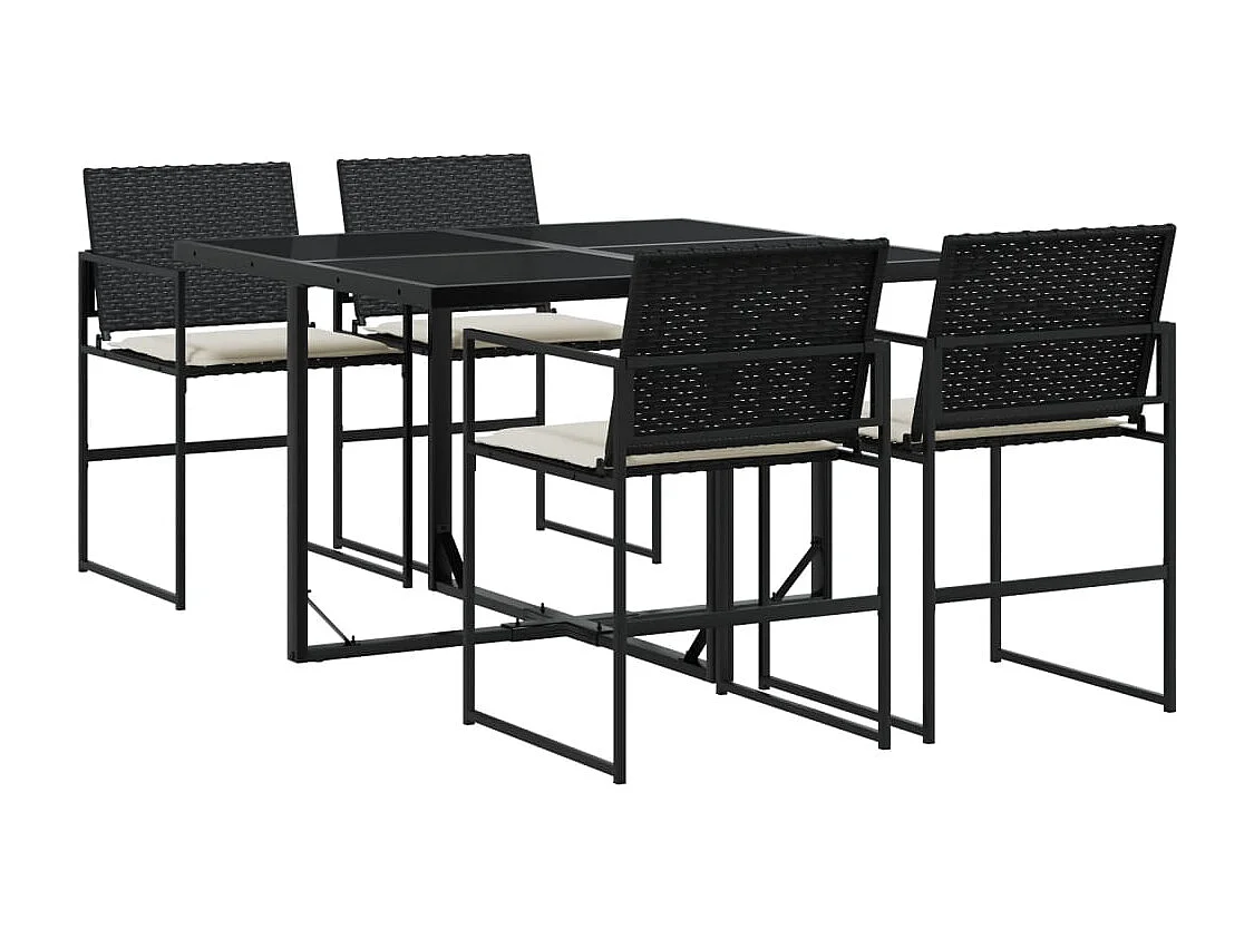 Antwerp 5-delige Tuinset met kussens poly rattan zwart