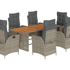 Anselm 7-delige Tuinset met kussens poly rattan grijs Anselm 7-delige Tuinset met kussens poly rattan grijs