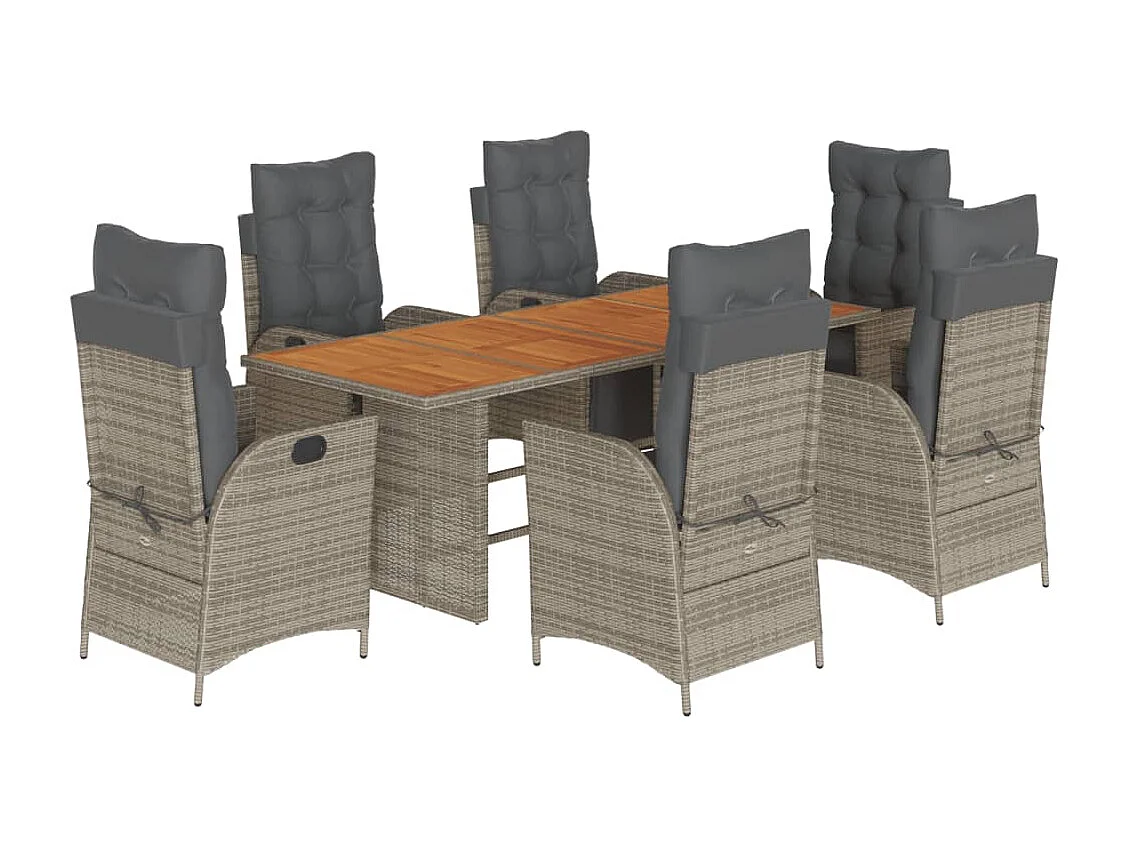 Anselm 7-delige Tuinset met kussens poly rattan grijs