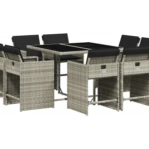 An Daingean 9-delige Tuinset met kussens poly rattan lichtgrijs An Daingean 9-delige Tuinset met kussens poly rattan lichtgrijs