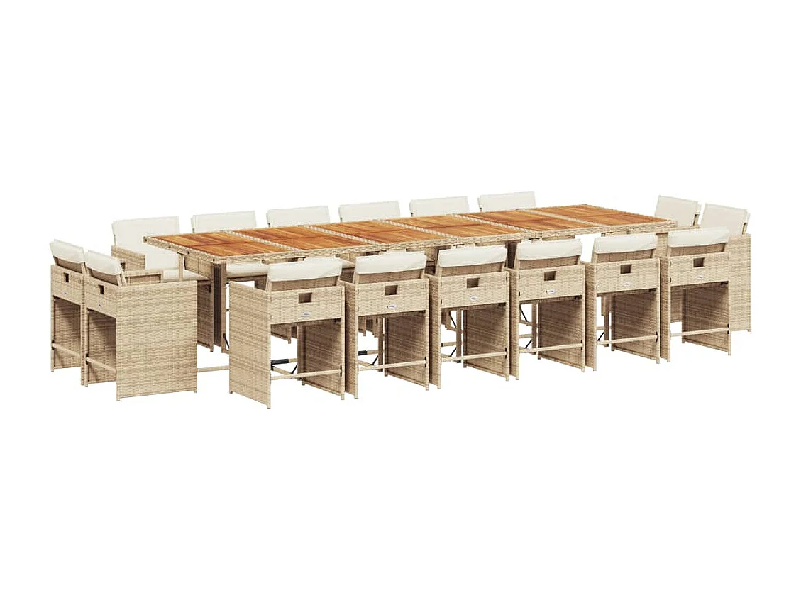 An Daingean 17-delige Tuinset met kussens poly rattan beige