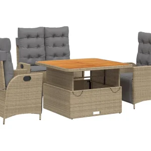Arde 4-delige Tuinset met kussens poly rattan beige Arde 4-delige Tuinset met kussens poly rattan beige