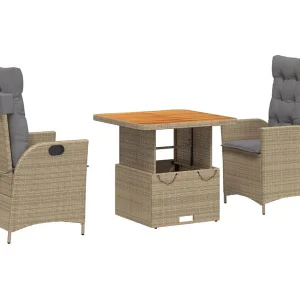 Arde 3-delige Tuinset met kussens poly rattan beige Arde 3-delige Tuinset met kussens poly rattan beige