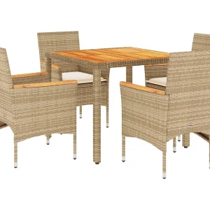 Ana Luisa 5-delige Tuinset met kussens poly rattan en acaciahout beige Ana Luisa 5-delige Tuinset met kussens poly rattan en acaciahout beige